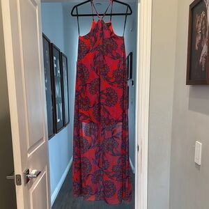 Marciano Red and Blue Floral Maxi Dress